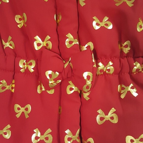 Healthtex Red Gold Bow Puffy Vest - Picture 2 of 3